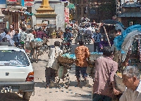 Straatbeeld Kathmandu Chhetrapati chowk
